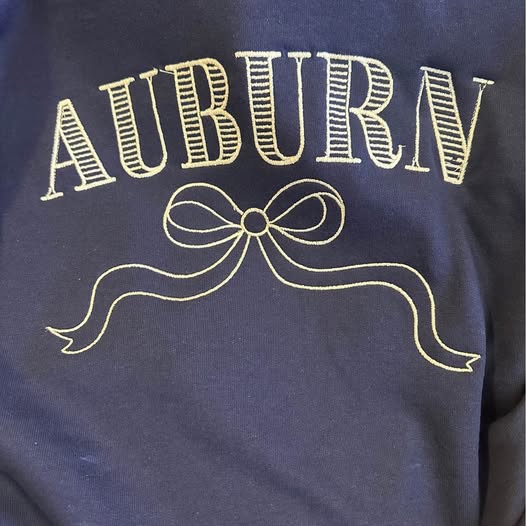 Navy Sweatshirt Auburn with Coquette Bow