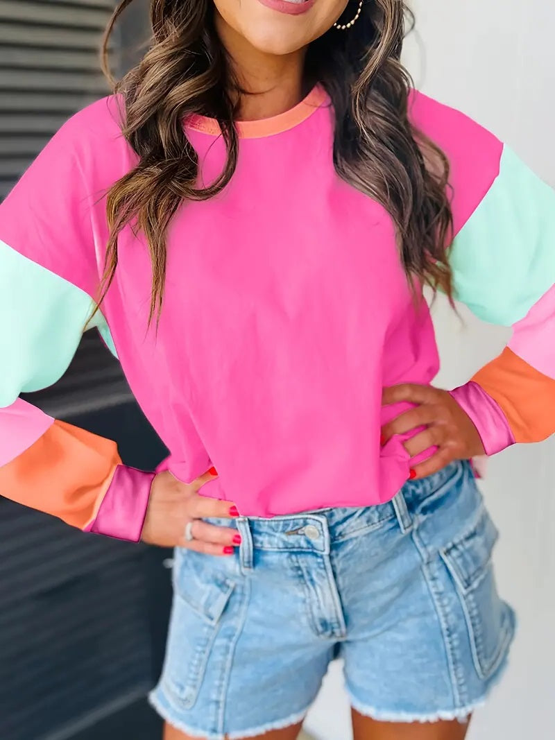 Vibrant Color Block Long Sleeve